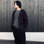 LEOPARD MOHAIR JACQUARD CARDIGAN #CHARCOAL [26FW-WMK-KN17]