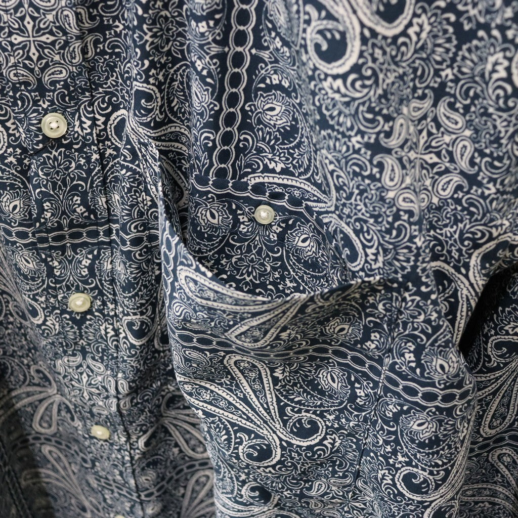 TECH BUTTON DOWN L/S SHIRT PAISLEY #NAVY [BE-81024]