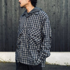TECH SPORTS OPEN COLLAR SHIRT L/S GREN PLAID #CHARCOAL [BE-82026]