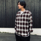 OMBRE CHECK OPEN COLLAR SHIRT L/S ( TYPE-1 ) #BROWN [26SS-WMS-OC11]