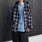 Ombre Plaid Hooded Shirt #Black Plaid [SD26S-SH03]