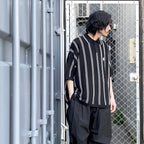 STRIPE KNIT POLO #BLACK [SS24-KN03]