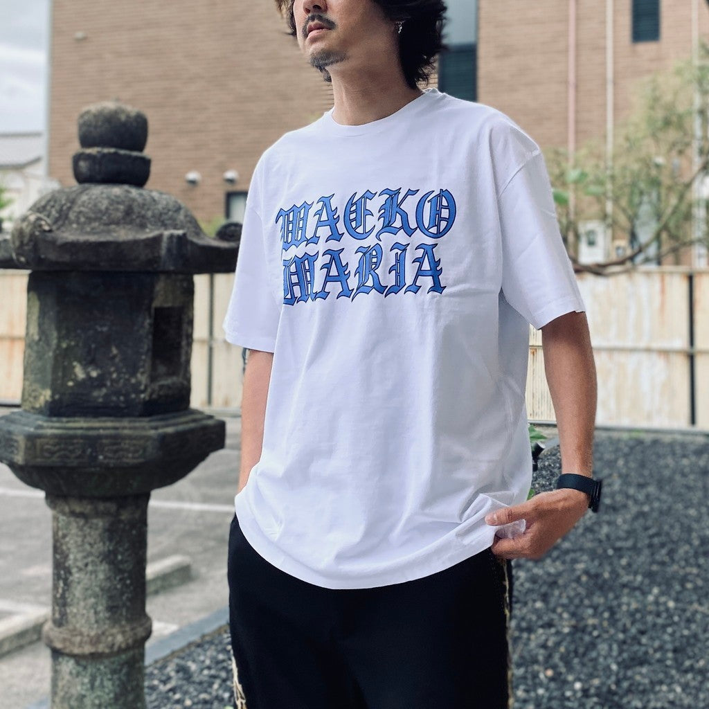 WASHED HEAVY WEIGHT CREW NECK T-SHIRT ( TYPE-12 ) #WHITE-BLUE [26SS-WMT-WT13]