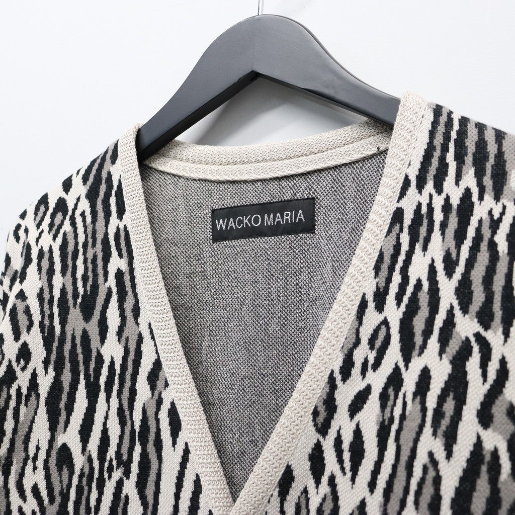 ワコマリア　LEOPARD JACQUARD CARDIGAN 2026ss Wacko Maria - Leopard Cotton-Jacquard Cardigan - Blue Wacko Maria
