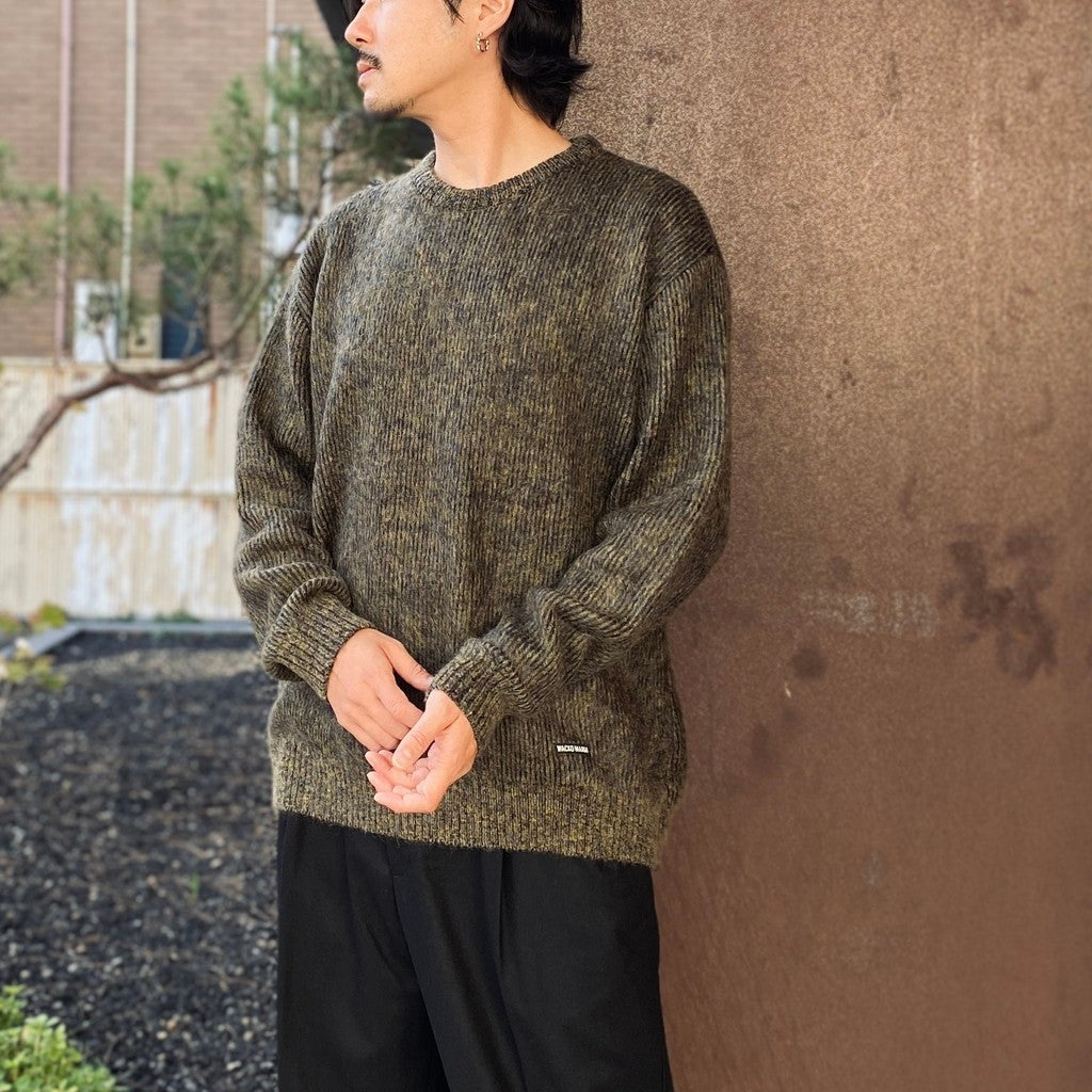 MIX MOHAIR CREW NECK SWEATER #KHAKI [26FW-WMK-KN03]