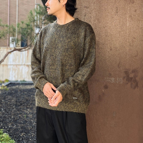 MIX MOHAIR CREW NECK SWEATER #KHAKI [26FW-WMK-KN03]