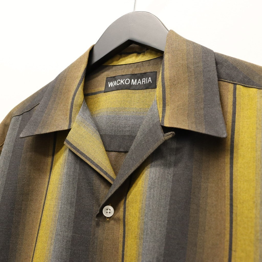 OMBRE STRIPED OPEN COLLAR SHIRT S/S #YELLOW [26SS-WMS-OC12]