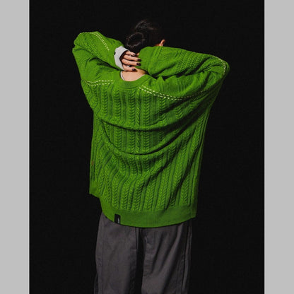 「8SE-03K」 Montage Splicing Knit Sweater #NEON [GOOPI-24AW-DEC-05]