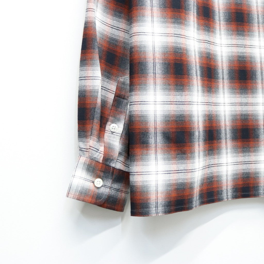 OMBRE CHECK OPEN COLLAR SHIRT L/S ( TYPE-1 ) #BROWN [26SS-WMS-OC11]