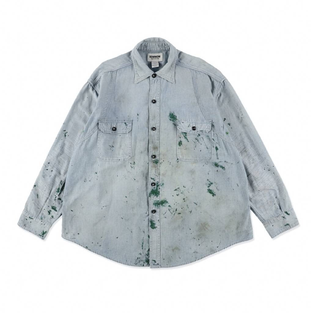 PAINT STAINED CHAMBRAY SHIRT, VENT HOLES #AGED INDIGO [BW252-PSCSV]