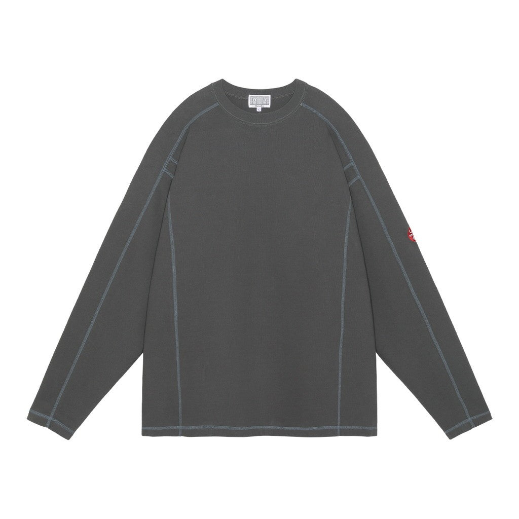 CREW NECK DBL KNIT LONG SLEEVE #CHARCOAL [CES26CS22]