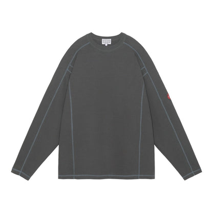 CREW NECK DBL KNIT LONG SLEEVE #CHARCOAL [CES26CS22]