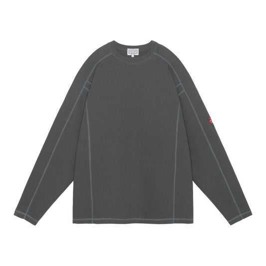 CREW NECK DBL KNIT LONG SLEEVE #CHARCOAL [CES26CS22]