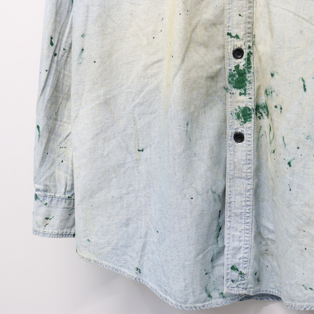 PAINT STAINED CHAMBRAY SHIRT, VENT HOLES #AGED INDIGO [BW252-PSCSV]
