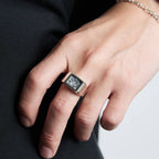 Signet Ring with Steel Gray Flower #SILVER [XOR117]