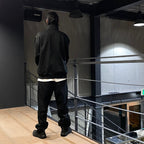 科技運動風拉鍊開襟衫 #黑色 [BE-54024W]