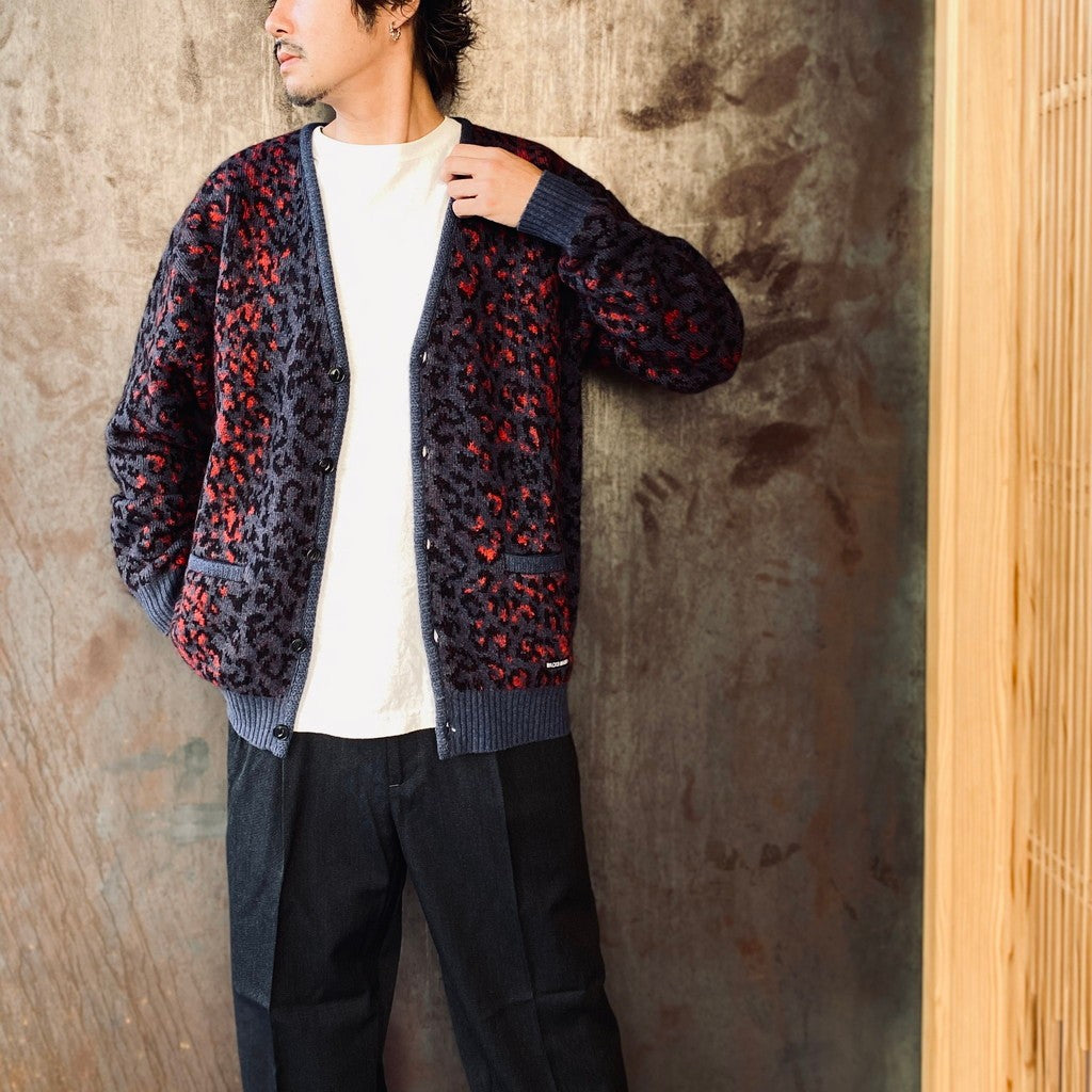 LEOPARD MOHAIR CARDIGAN #NAVY [25FW-WMK-KN08]