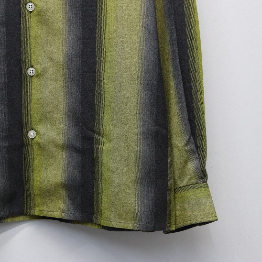 STRIPED OPEN COLLAR SHIRT L/S #YELLOW [25FW-WMS-OC07]