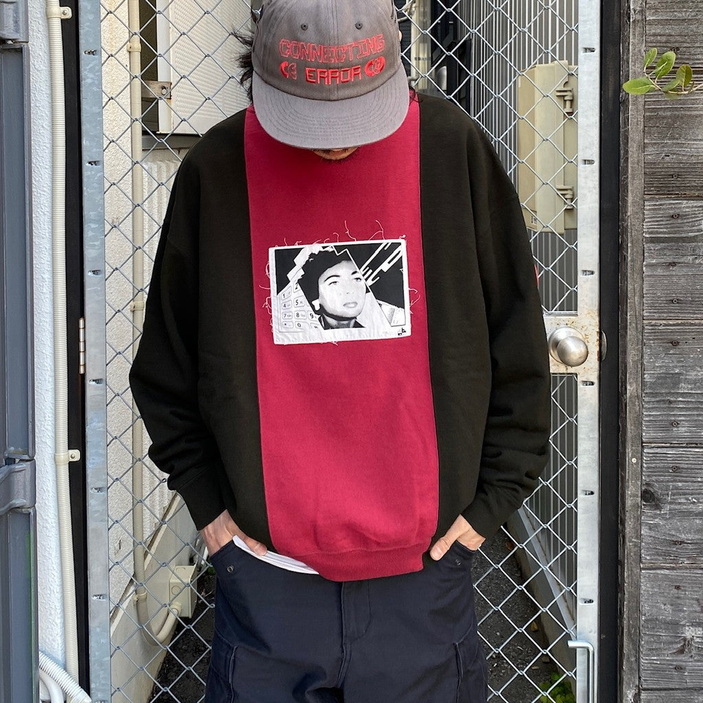 PANELED TWO TONE CREW NECK #RED [CES25CS13]