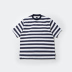 TECH DRAWSTRING BORDER S/S TEE #WHITE/NAVY [BE-36024]