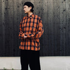 PLAID FLANNEL L/S SHIRT #Navy x Orange [FW26-S02]