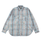 PAINTER'S PAINT STAINED FLANNEL SHIRT #AGED L.BLUE×O.WHITE [BW252-PPSFS]