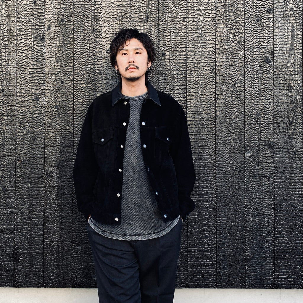 SUEDE LEATHER TRUCKER JACKET #BLACK [24FW-WMO-BL08]