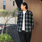 PENDLETON | WOOL OMBRE CHECK OPEN COLLAR SHIRT L/S ( TYPE-3 ) #BLUE / WHITE [26FW-WMS-PE03]