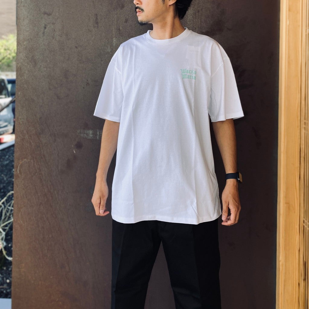WASHED HEAVY WEIGHT CREW NECK T-SHIRT ( TYPE-2 ) #WHITE/GREEN [26FWE-WMT-WT02]
