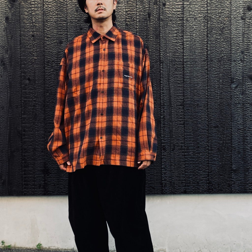 PLAID FLANNEL L/S SHIRT #Navy x Orange [FW26-S02]