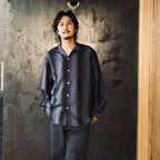 STRIPED OPEN COLLAR SHIRT L/S #PURPLE [25FW-WMS-OC07]