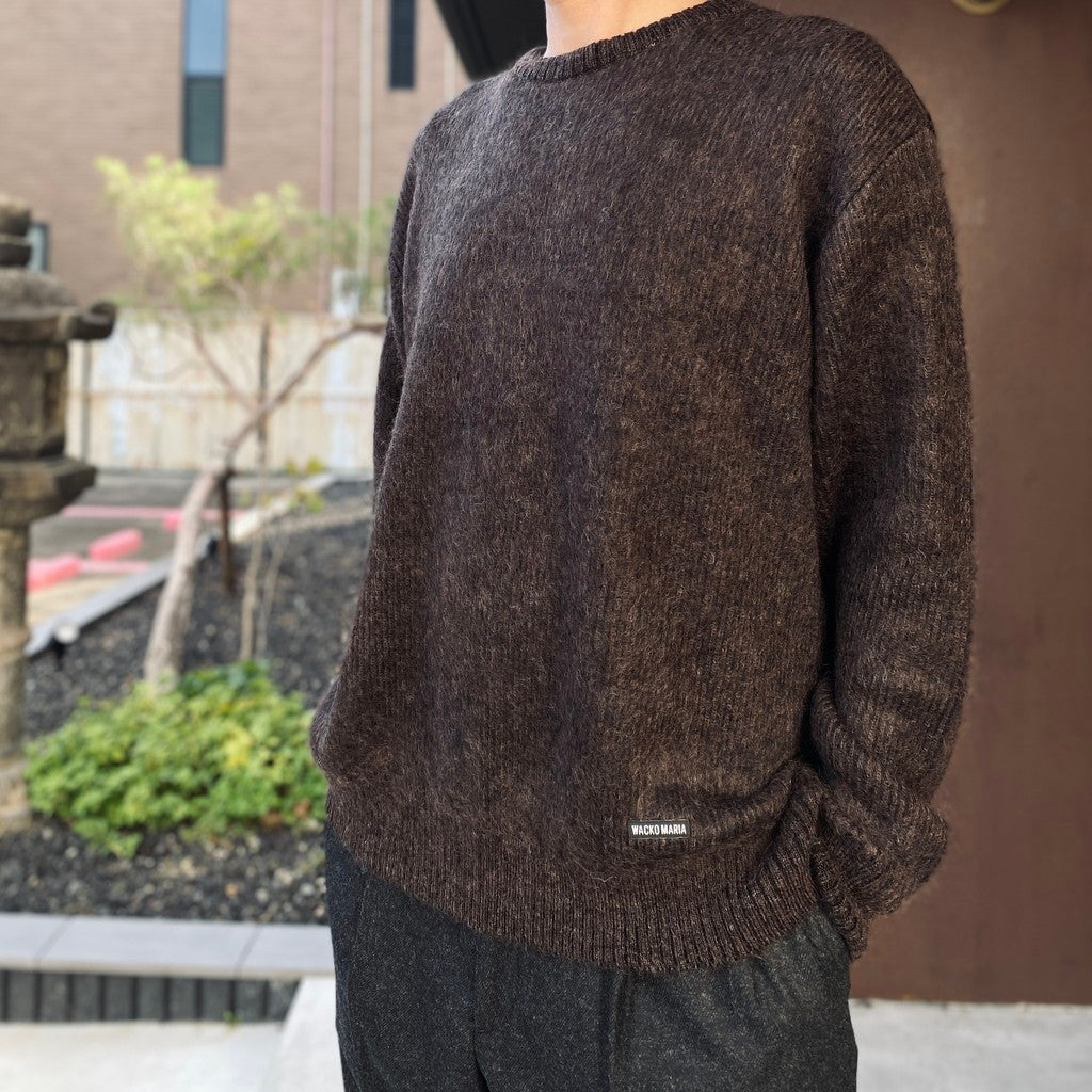 MIX MOHAIR CREW NECK SWEATER #BROWN [26FW-WMK-KN03]