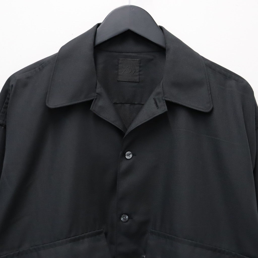 TECH SPORTS OPEN COLLAR SHIRT L/S SOLID #BLACK [BE-82026W]