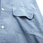 Double Gauze Plaid Open Collar Shirt #Off x Blue [SD26S-SH02]