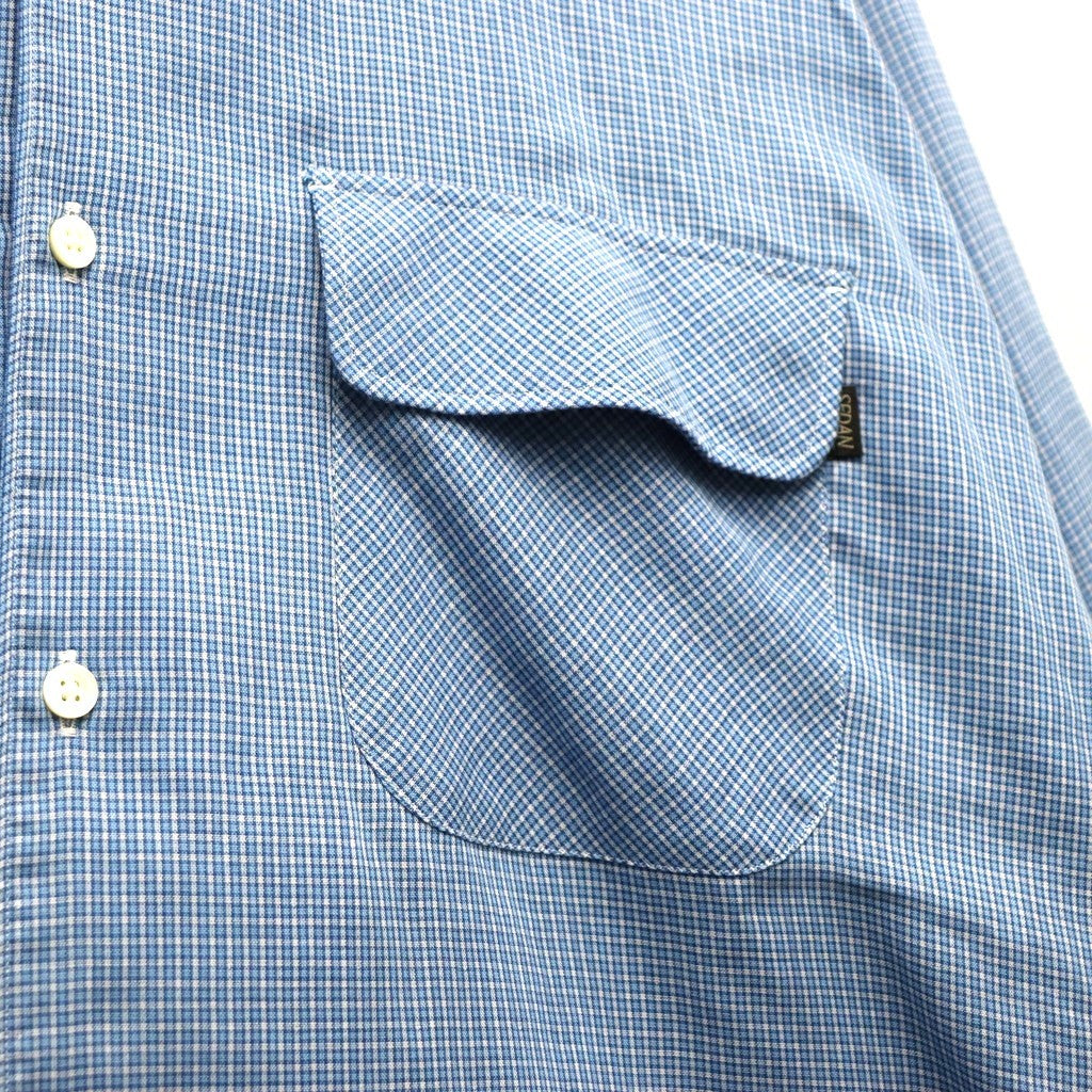 Double Gauze Plaid Open Collar Shirt #Off x Blue [SD26S-SH02]