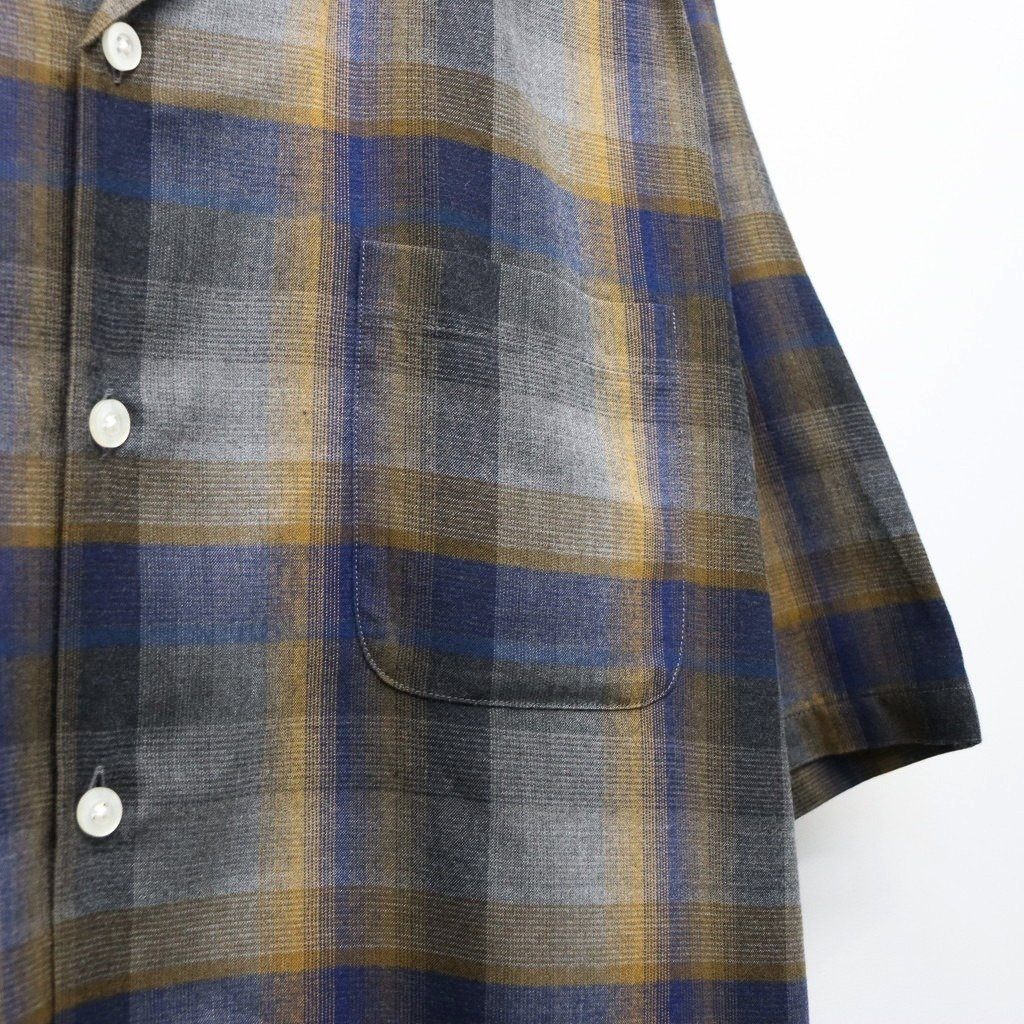OMBRE CHECK OPEN COLLAR SHIRT S/S ( TYPE-1 ) #BLUE [26SS-WMS-OC09