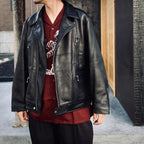 DOUBLE RIDERS LEATHER JACKET ( TYPE-2 ) #BLACK [25FW-WMO-BL03]