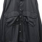 TECH SPORTS OPEN COLLAR SHIRT L/S SOLID #BLACK [BE-82026W]