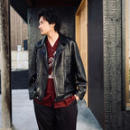 DOUBLE RIDERS LEATHER JACKET ( TYPE-2 ) #BLACK [25FW-WMO-BL03]