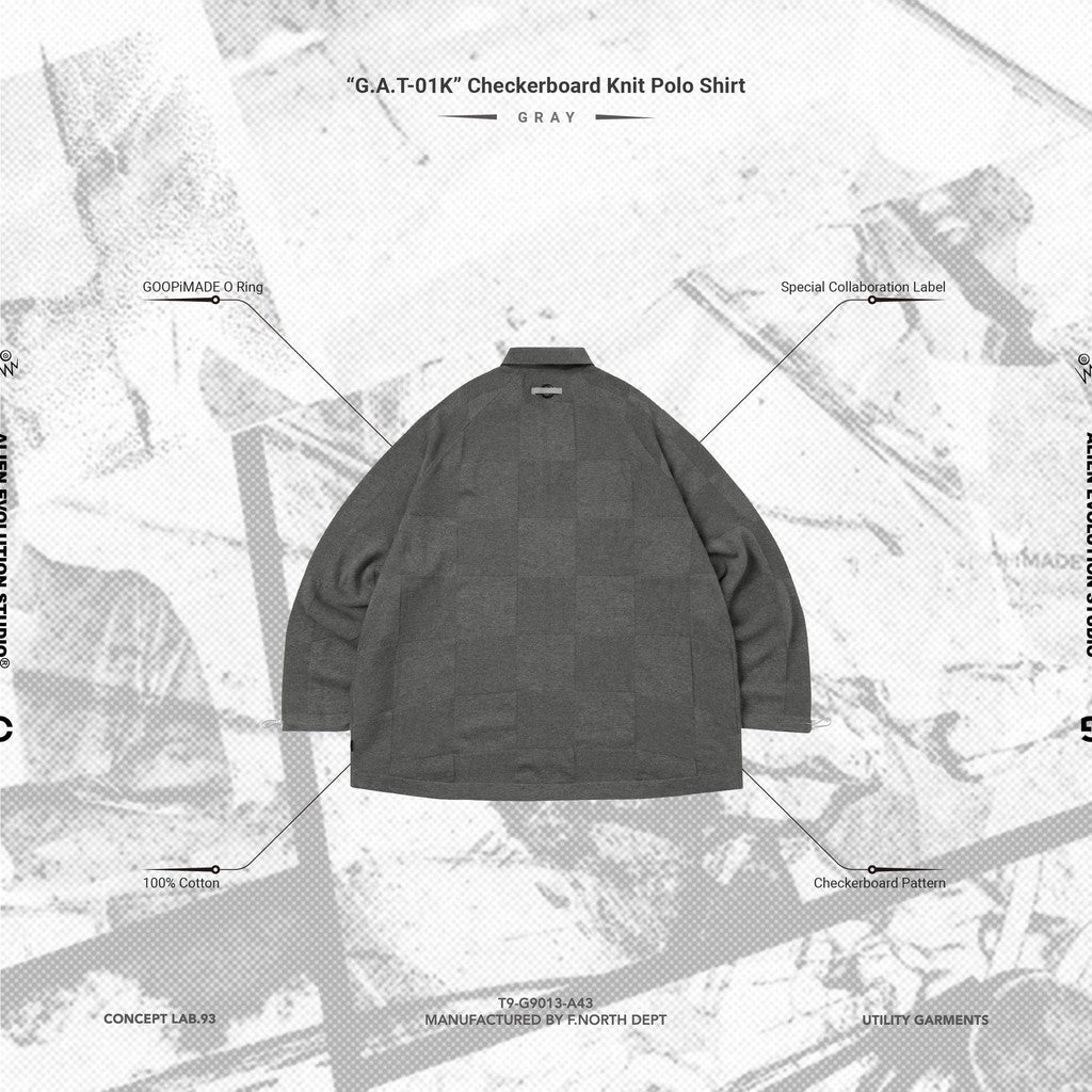 AES | “GAT-01K” Checkerboard Knit Polo Shirt #GRAY [GOOPI-24AW-SEP-03]