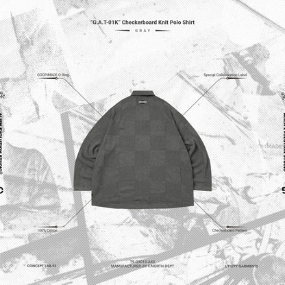 AES | 「G.A.T-01K」 Checkerboard Knit Polo Shirt #GRAY [GOOPI-24AW-SEP-03]