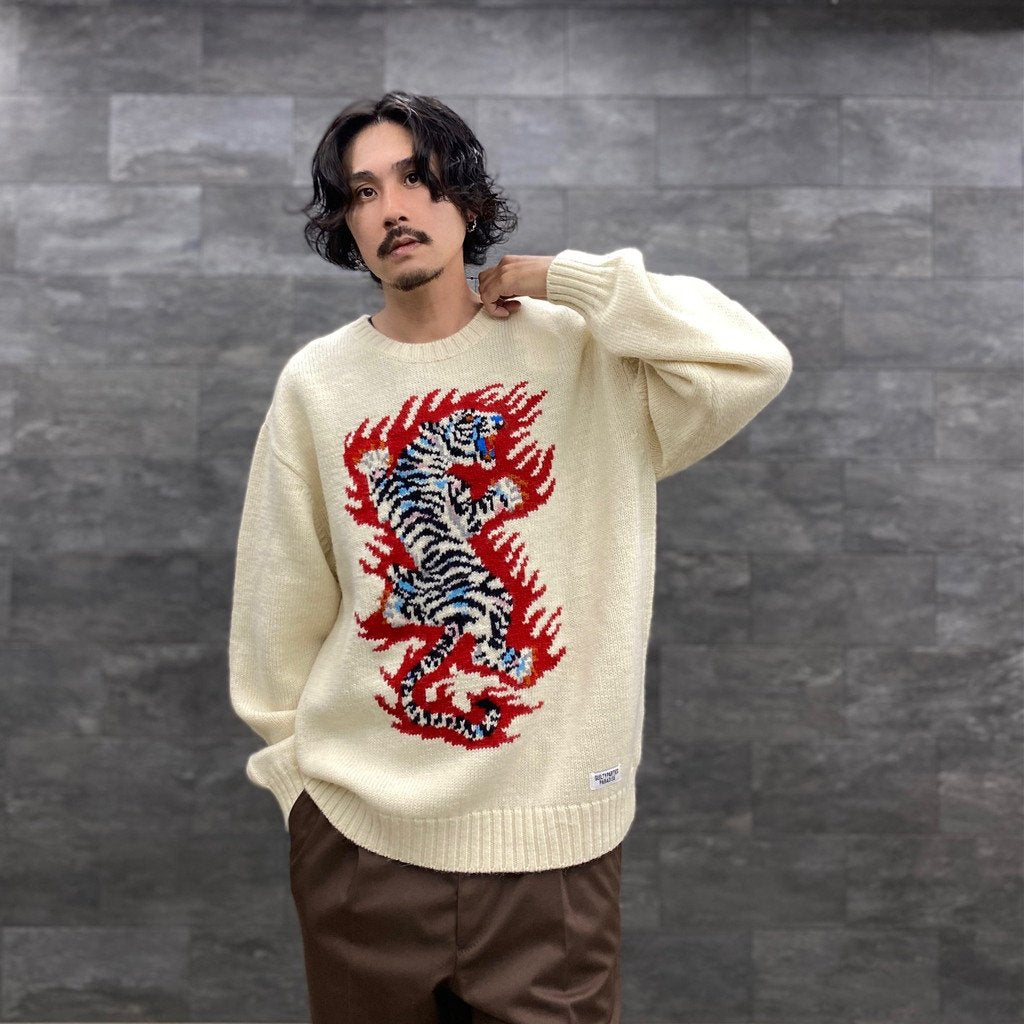 TIM LEHI | INTARSIA CREW NECK SWEATER #WHITE [22FW-WMK-KN22]