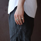 Signet Ring with Gray & Gold Flower #SILVER [XOR125]