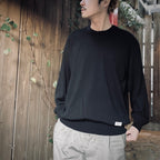 棉質針織圓領毛衣（2 型）#黑色 [25SSE-WMK-KN02]