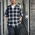 漸層格紋開領襯衫 短袖（TYPE-2）#灰色 [25SS-WMS-OC03]