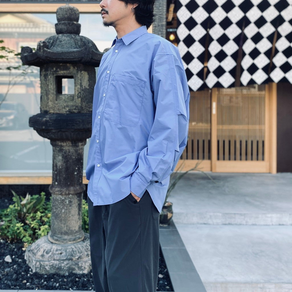 TECH REGULAR COLLAR SHIRT L/S SOLID #SAX [BE-84026W]