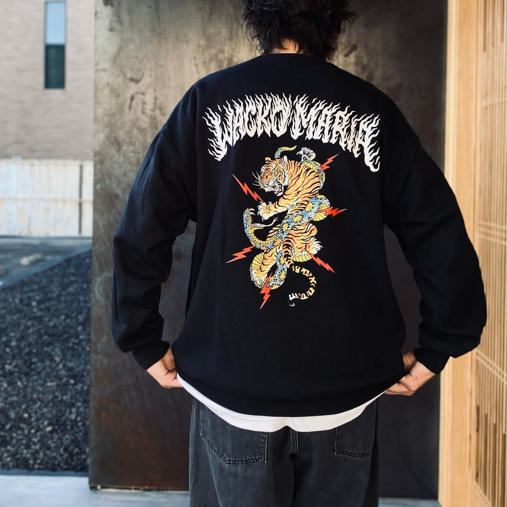 TIM LEHI | CREW NECK SWEAT SHIRT ( TYPE-1 ) #BLACK [25FW-WMC-SS10]