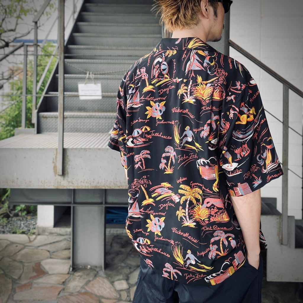 HAWAIIAN SHIRT S/S ( TYPE-2 ) #BLACK [25SS-WMS-HI02] - cocorozashi