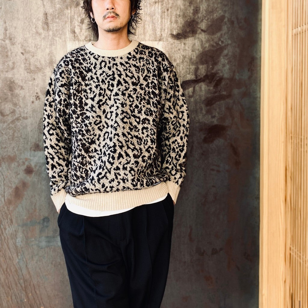 LEOPARD MOHAIR CREW NECK SWEATER #IVORY [25FW-WMK-KN07]