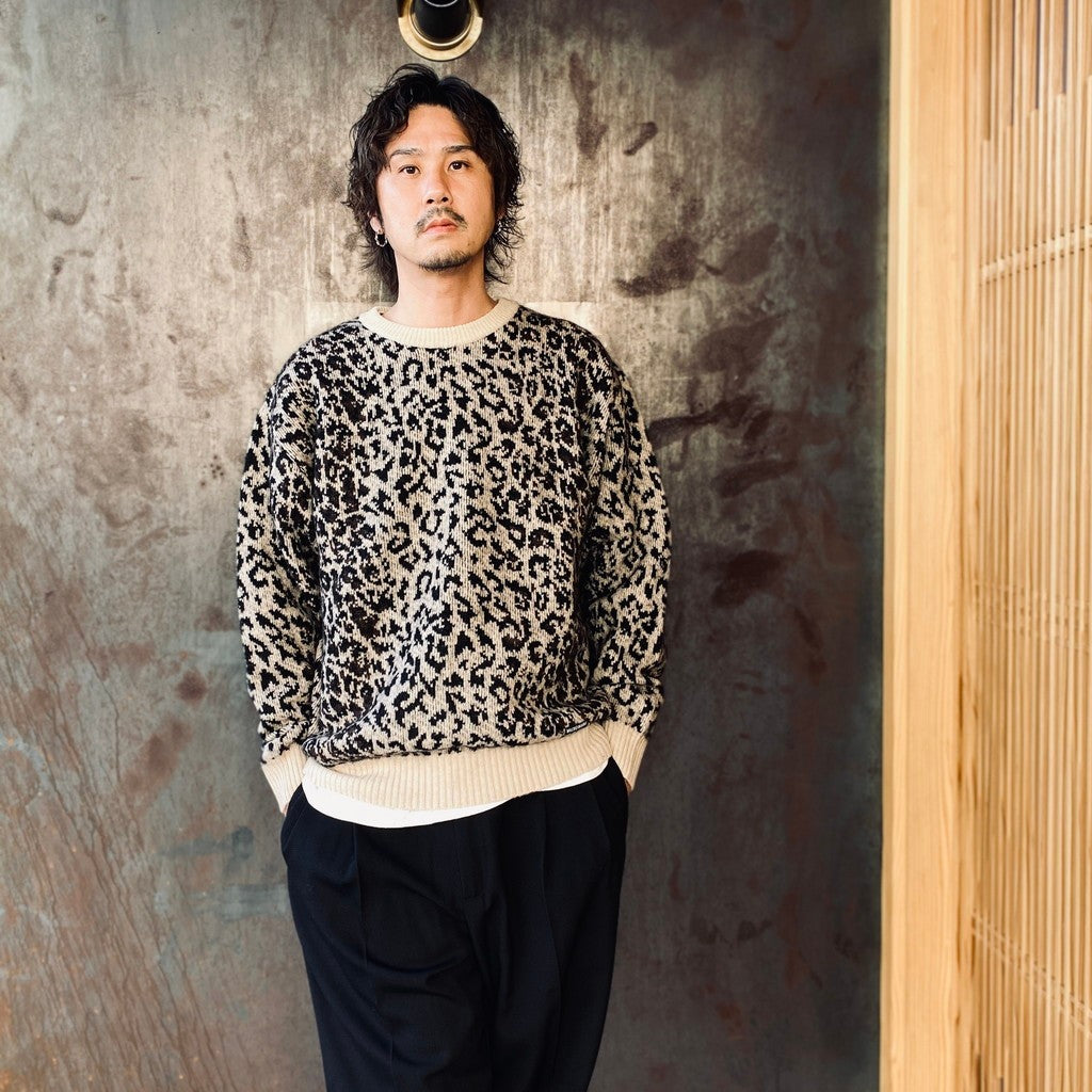 LEOPARD MOHAIR CREW NECK SWEATER #IVORY [25FW-WMK-KN07]
